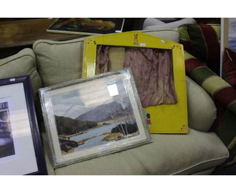 G.W. Ledward, landscape scene with lake and distant mountains, signed watercolour, dated '77, housed in a glazed grey frame, 