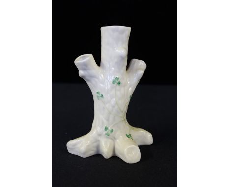 Belleek porcelain vase, as a trunk with three holders, 16cm high