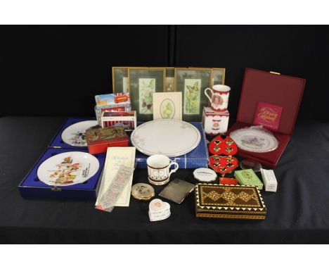 Royal commemorative ware, to include tins, model vehicles, powder compacts, plates, Cash's woven pictures etc (qty)
