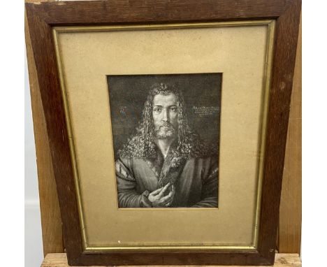 Antique Self Portrait of Albrecht Durer. Fitted within a gilt and oak frame. [45x38cm-frame] 