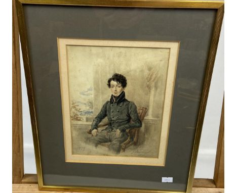 A 19th century watercolour portrait depicting someone of importance, signed and dated 1829. [Frame 37x31cm] 