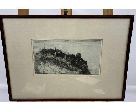 K. Cameron Original etching of Edinburgh castle. signed in pencil by the artist. [43x58cm- frame] 
