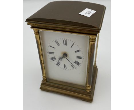 Antique brass and bevel glass carriage clock, French movement. In a working condition. [12x8x6.5cm] 