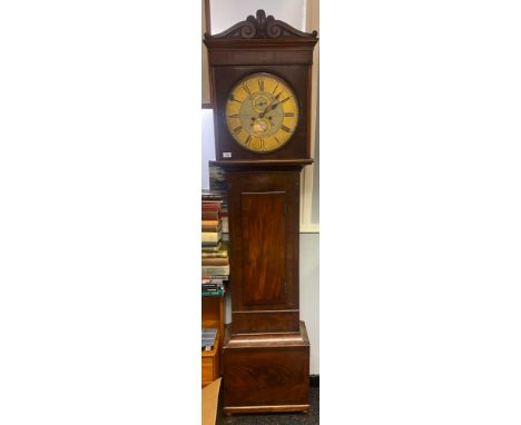 A 19TH Century longcase grandfather clock, A Giffen, Campsie, hand painted face. Comes with weights [no pendulum. 