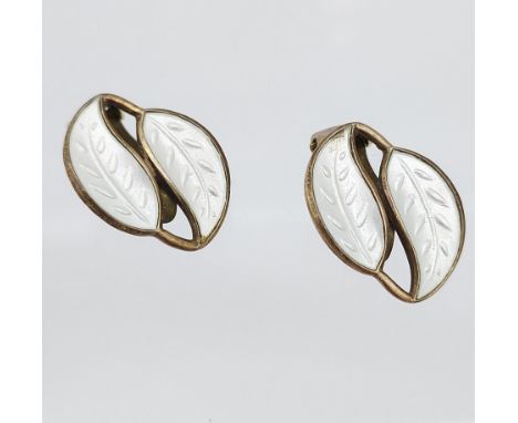 A Pair of Norwegian 925 silver and enamel clip on earrings. 