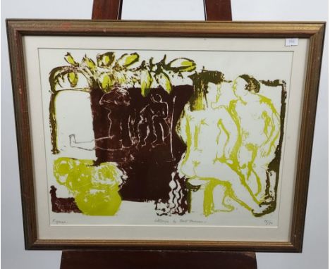 Beate Ohemann Two colour lithograph of nude figures. Limited edition 39/70, signed in pencil. [Frame 45x55cm] 