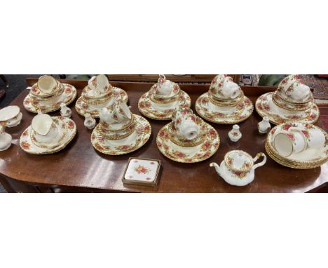 A Large Royal Albert Old Country Roses Dinner Service and tea service. 