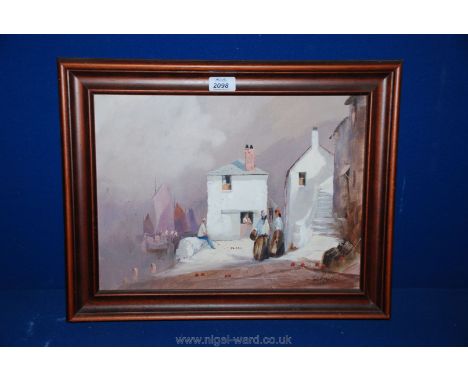 An Oil on canvas of a Fishing Village possibly Polperro, signed lower right Jack R. Mould, 15 1/2" x 11 1/2"