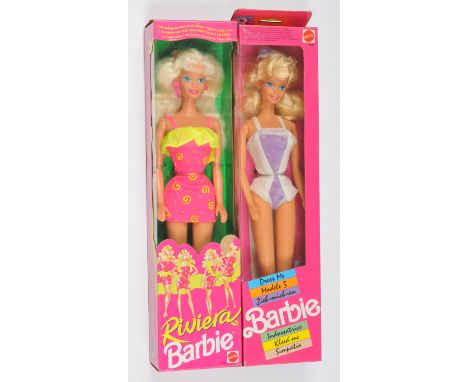 Mattel Barbie pair of dolls: (1) Barbie Dress Me Model 3 doll, 5696, 1990; (2) Riviera Barbie doll, 12433, 1994 (slight surfa