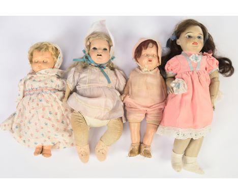 AJ Roger Gault Plastolite, DPC bisque and composition vintage / antique dolls x four, including; (1) AJ Roger Gault Plastolit