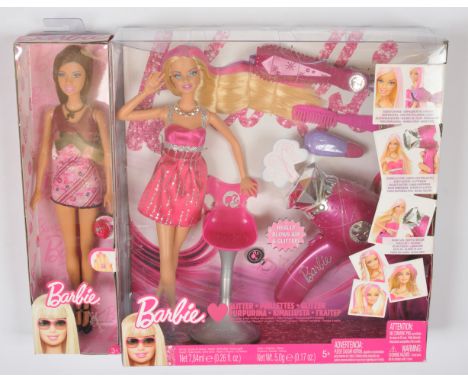 Mattel Barbie pair of dolls: (1) Barbie Glitter Blow Dryer and Doll, V2342, 2009, Near Mint to Mint, NRFB, within Good Plus t