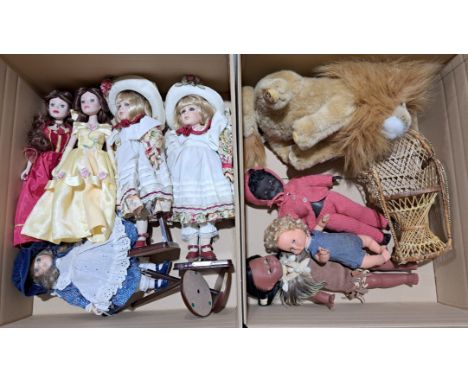 Mixed group including: Merrythought Sitting Lion, LE 142/500, plush, swing label certificate, 14"/36cm; group of modern bisqu