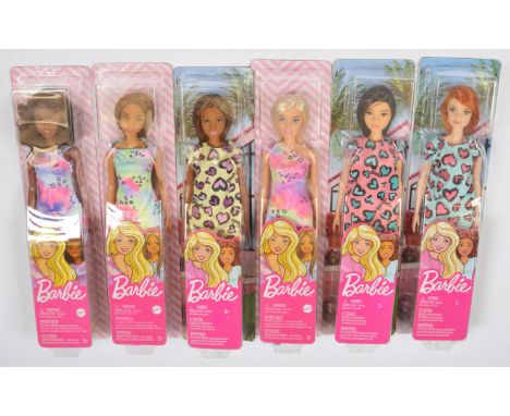 Mattel Barbie dolls x six: 2019-2020 (1) GHW47; (2) GHW46; (3) GHW48. (4) GVJ96; (5) GVJ97; (6) GVJ98; Near Mint to Mint, NRF
