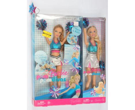 Mattel Barbie Pom Pom Divas pair of dolls: (1) Twirl Girls Barbie doll, K8395, 2006; (2) Barbie doll, L6691, 2007; Near Mint 