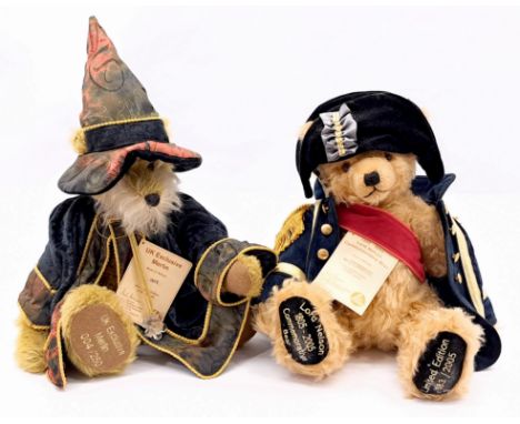 Hermann Spielwaren pair including: (1) Merlin, LE 4/250, UK exclusive, mohair, swing label certificate, 15"/38cm; (2) Lord Ne
