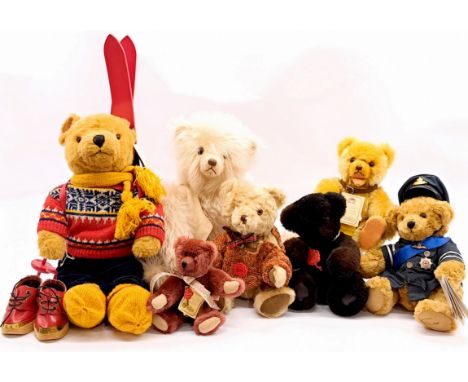 Teddy Bear group including: (1) Dean's Rag Book Lakeland bear (missing hat), plush, swing labels, 18"/46cm; (2) Dean's Rag Bo