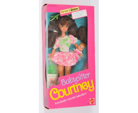 Mattel Barbie Babysitter Courtney doll (with cute little baby), 9434, 1990, Near Mint to Mint, NRFB, within Good to Good Plus