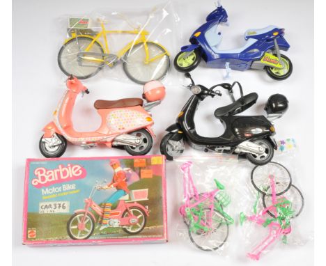 Mattel Barbie Motor Bike, 4856, 1983, Near Mint to Mint, within Fair Plus box (sealed); plus yellow push bike; three x modern