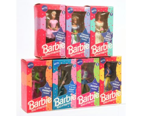 Mattel McDonalds Fast Food Premium Barbie and Friends set of seven figurines, 1994, all are Near Mint to Mint, within Good to