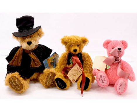 Hermann Spielwaren teddy bear trio including: (1) Giuseppe Verdi, LE 193/500, mohair, swing label certificate, 15"/38cm; (2) 