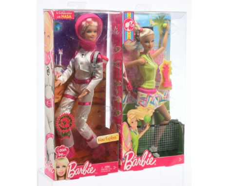 Mattel Barbie pair of Mars Explorer and Tennis Champion dolls: (1) Mars Explorer doll, Career of the Year 2013, in collaborat