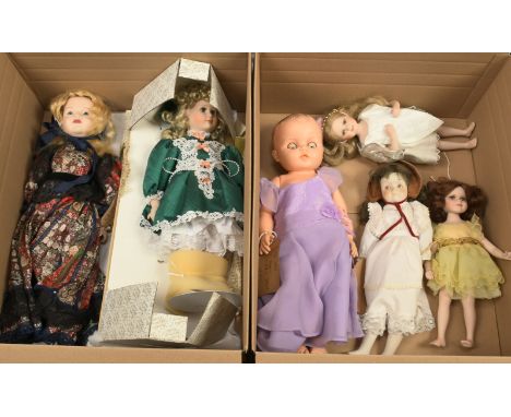 Collection of bisque and hard plastic vintage and modern dolls, includes: Artist doll, taken from K * R 114 Grettchen, moulde