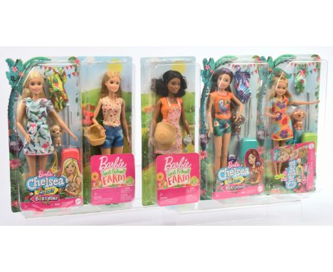 Mattel Barbie five dolls: Barbie Chelsea The Lost Birthday, 2020 (1) - (3) GRT87, GRT88 and GRT89 (card glue has come away fr