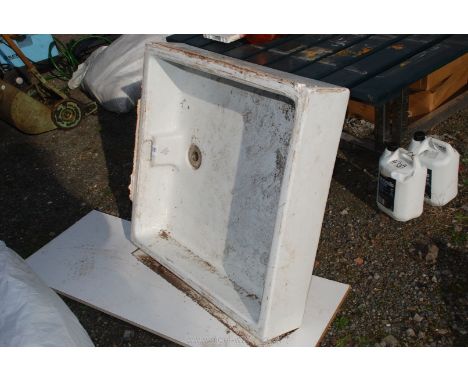 A Doulton ceramic shower tray 30" x 30" x 7" high.