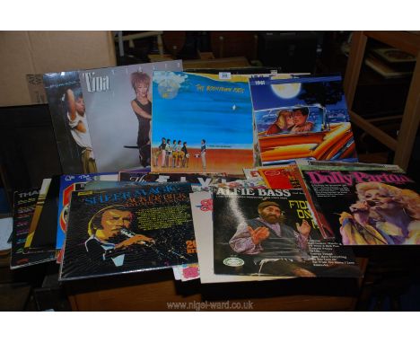 A case of LP records including: Tina Turner Greatest Hits, Elvis, etc.