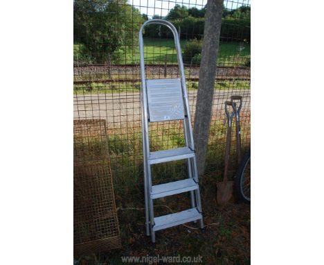 Three rung aluminium step ladder.