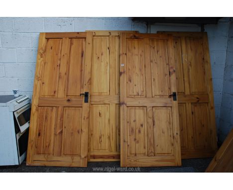 Four of 4 panel Pine internal doors 33" wide x 78" tall with some door furniture.