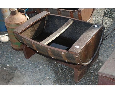 Half barrel garden planter.