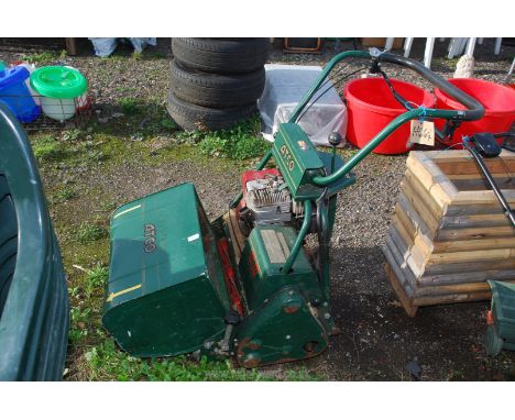 An Atco Club B20 de-luxe petrol mower with fine-cut blade, engine turns and has good compression but not started. Ex disbande