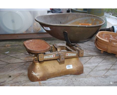 Vegetable scales and weights.