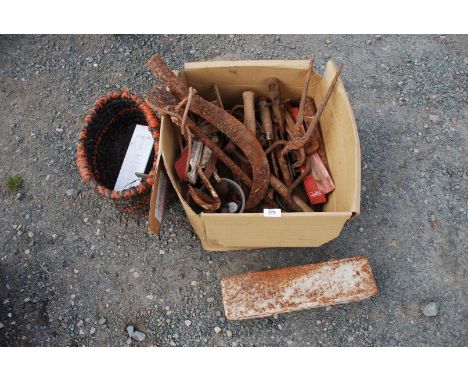 A quantity of tools, clips, tractor tool box, etc.