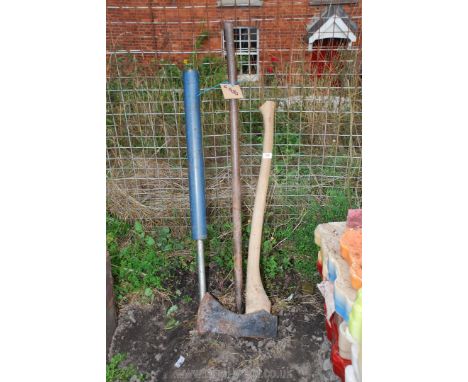 An axe, tyre bar and a steel bar.