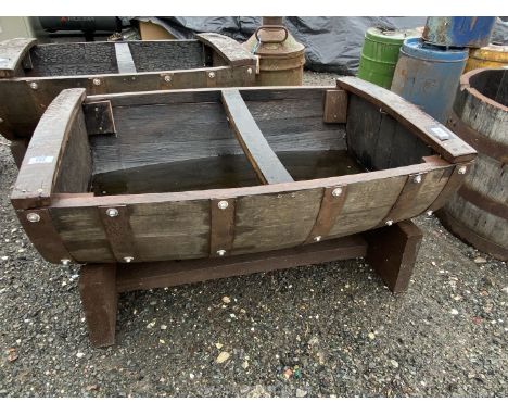 Half barrel garden planter.