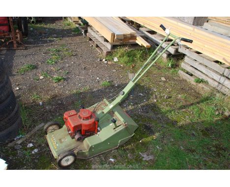 Hayter Harrier 2 petrol mower, engine turns but no fuel. Ex disbanded local bowls club.