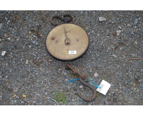 Salters brass faced no. 20 T spring balance scales, weighs up to 100 lbs.