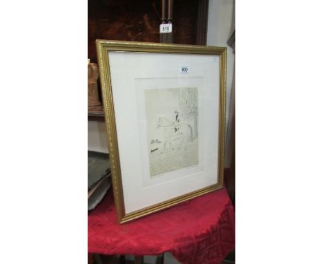 A signed French artist's proof lithograph 'Epreuve D'artiste' of a horse and jockey on a point to point race setting by Vince