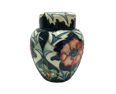 A William Moorcroft ginger jar and cover designed by Rachel Bishop, 6" tall, first quality