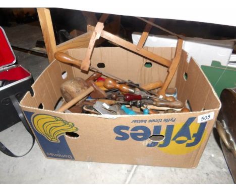 A box of woodworking tools