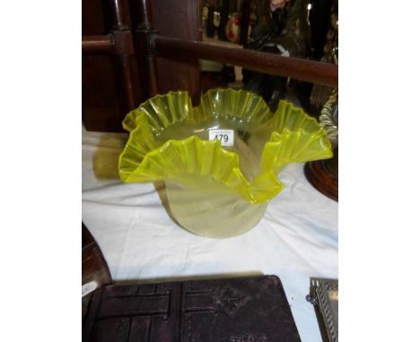 A Victorian vaseline glass oil lamp shade