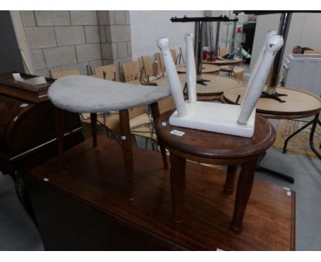 A retro dressing table stool and 2 others