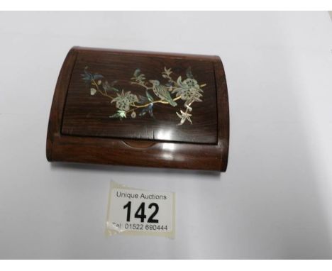 A Victorian rosewood trinket box in inlaid with mother of pearl