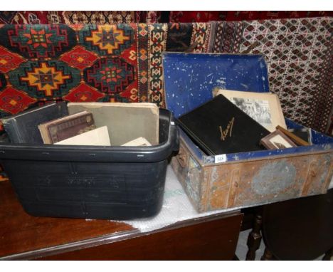 A large collection of photo albums and cards from the Pennington/Colton family and Major Penningtons tin trunk