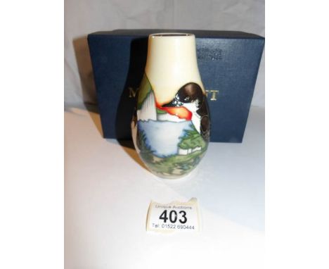 A William Moorcroft Manz Shearwater vase, limited edition No.46, signed Kerry Goodwin, RSPB, 5" tall, first quality and compl