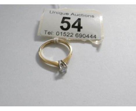 A 33pt 18ct yellow gold diamond solitaire ring, size K