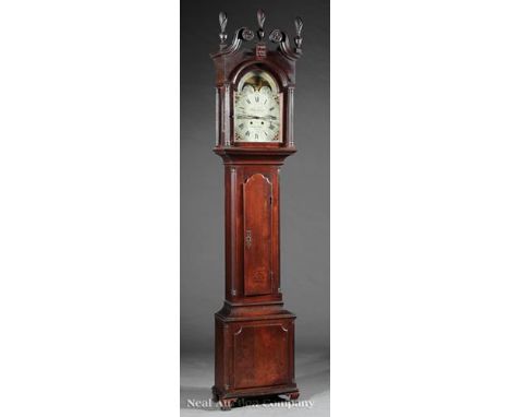 Chippendale Carved Walnut Tall Case Clock, c. 1790, Maryland, the painted dial with second hand, signed "John Fessler/Frederi