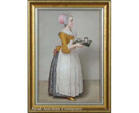 KPM Porcelain Plaque of "Das Schokoladenmadchen" or "La Belle Chocolatiere", late 19th/early 20th c., impressed scepter mark 